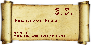 Benyovszky Detre névjegykártya